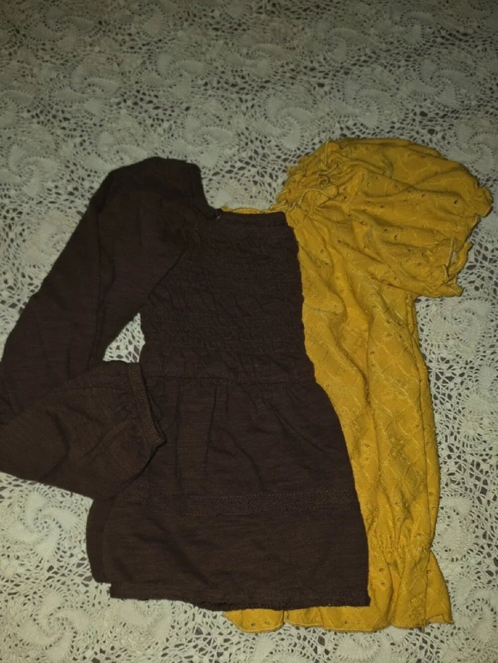 Old Navy Mustard Eyelet Puff-Sleeve Blouse